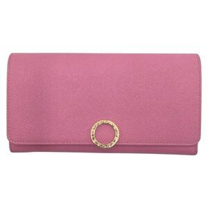 Bvlgari Bzero Pink Gold Hardware Leather Long Wallet Women's 506605